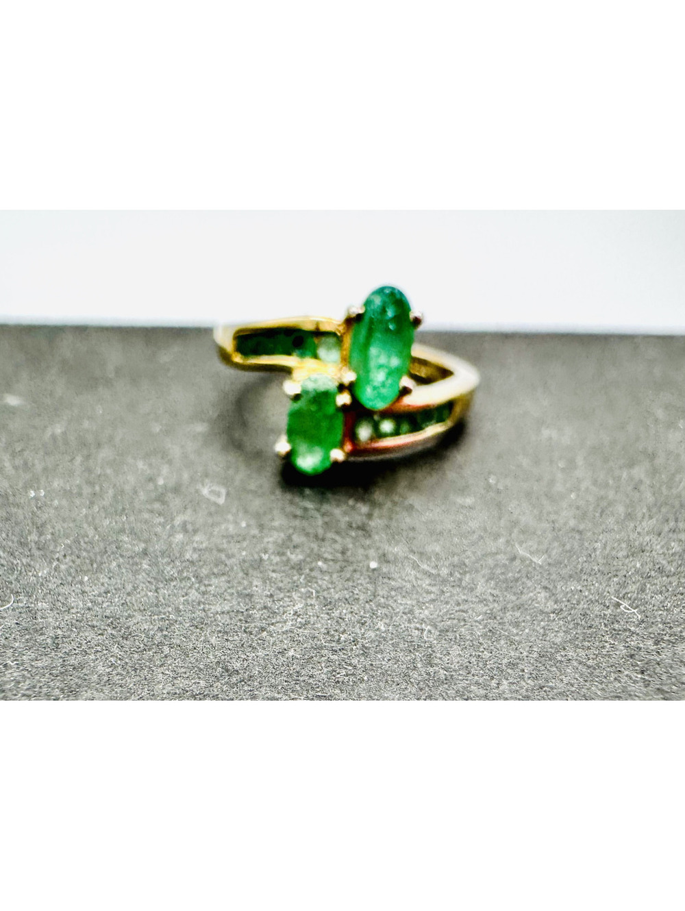Gold plated sterling silver emerald ring; size 8 - Picture 2 of 8